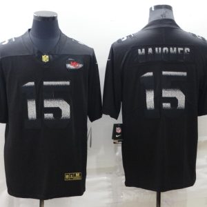 Men's Kansas City Chiefs #15 Patrick Mahomes Black Shadow Limited Jersey