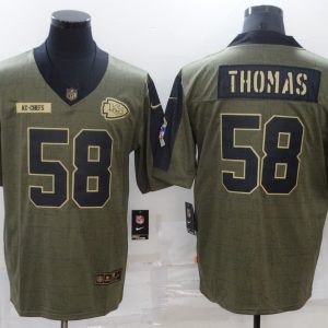 NFL Kansas City Chiefs Chiefs #58 D.Thomas 2021 Olive Salute To Service Limited Jersey