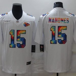 Men's Kansas City Chiefs #15 Patrick Mahomes 2020 White Crucial Catch Limited Jersey