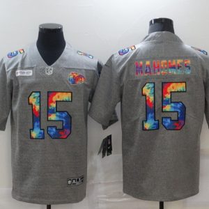Men's Kansas City Chiefs Chiefs #15 Patrick Mahomes 2020 Grey Crucial Catch Limited Jersey