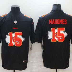 Men's Kansas City Chiefs #15 Patrick Mahomes Black Shadow Logo Limited Jersey