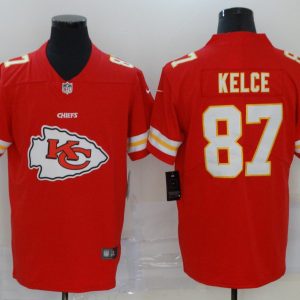 Men's Kansas City Chiefs #87 Kelce Red Team Big Logo Number Vapor Untouchable Limited Jersey