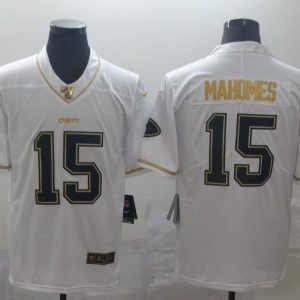 Men's Kansas City Chiefs Chiefs #15 Patrick Mahomes White 2019 100th Season Golden Edition Limited Jersey