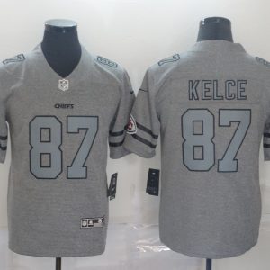 Men's Kansas City Chiefs Chiefs #87 Travis Kelce 2019 Gray Gridiron Team Logo Limited Jersey