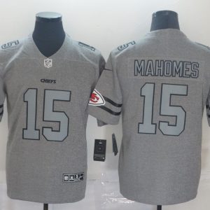 Men's Kansas City Chiefs Chiefs #15 Patrick Mahomes 2019 Gray Gridiron Team Logo Limited Jersey