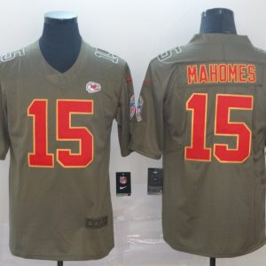 Nike Kansas City Chiefs #15 Patrick Mahomes Olive Salute to Service Limited Jersey