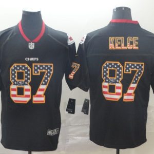 Nike 2018 Kansas City Chiefs Chiefs #87 Travis Kelce USA Flag Fashion Black Color Rush Limited Jersey