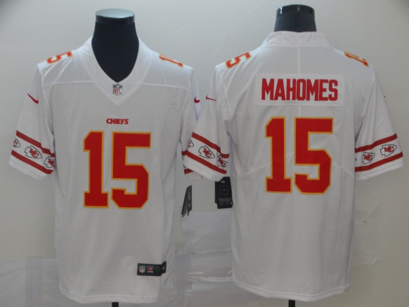 Men's Kansas City Chiefs Chiefs #15 Patrick Mahomes White 2019 Team Logo Cool Edition Stitched Jersey