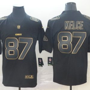 Men's Kansas City Chiefs Chiefs #87 Travis Kelce 2019 Black Gold Edition Stitched NFL Jersey