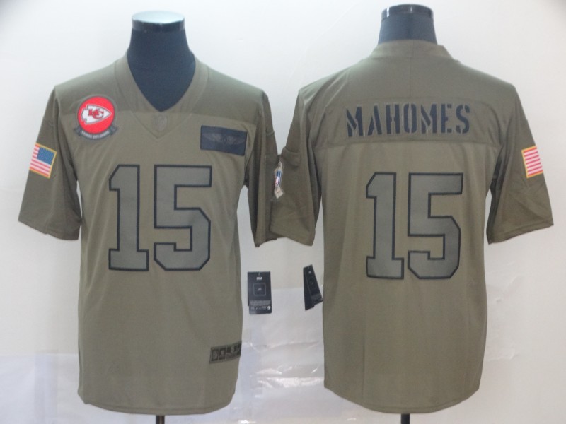 Nike Chiefs #15 Patrick Mahomes 2019 Olive Salute To Service Limited Men Jersey