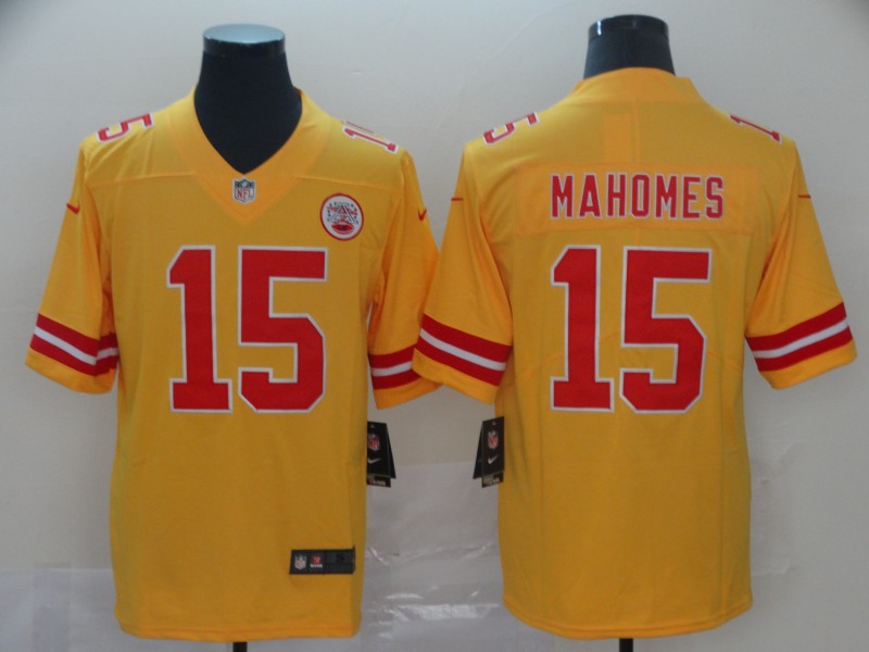 Nike Kansas City Chiefs Chiefs #15 Patrick Mahomes Gold Inverted Legend Men Jersey
