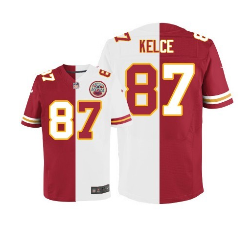 Kansas City Chiefs Chiefs #87 Kelce Red/White Men's Stitched Elite Split Jersey