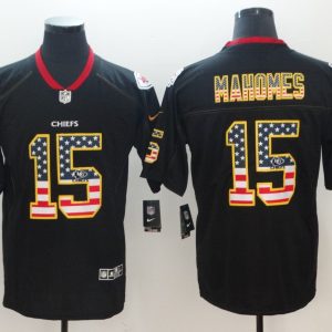 Nike 2018 Kansas City Chiefs Chiefs #15 Mahomes II USA Flag Fashion Black Color Rush Limited Jersey