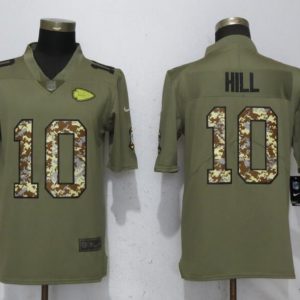 New Nike Kansas City Chiefs Chiefs 10 Hill Olive/Camo Carson 2018 Salute to Service Limited Jersey