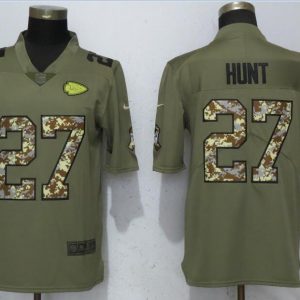New Nike Kansas City Chiefs 27 Hunt Olive/Camo Carson 2018 Salute to Service Limited Jersey