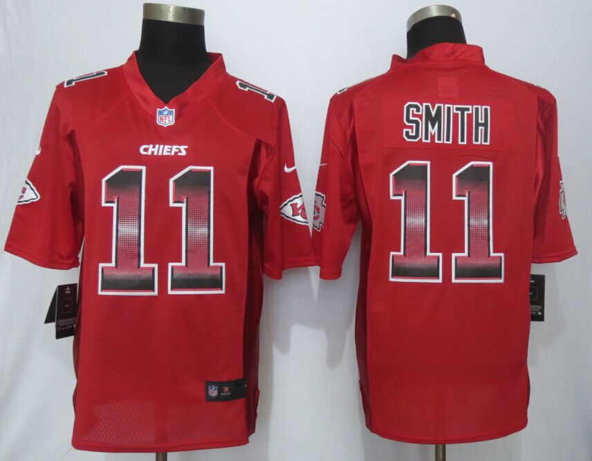 2015 New Nike Kansas City Chiefs Chiefs 11 Smith Red Strobe Limited Jersey