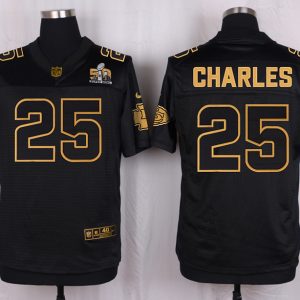 Mens Kansas City Chiefs #25 Jamaal Charles Pro Line Black Gold Collection Jersey