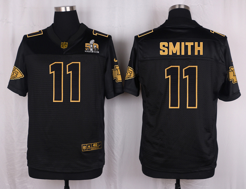 Mens Kansas City Chiefs Chiefs #11 Smith Pro Line Black Gold Collection Jersey