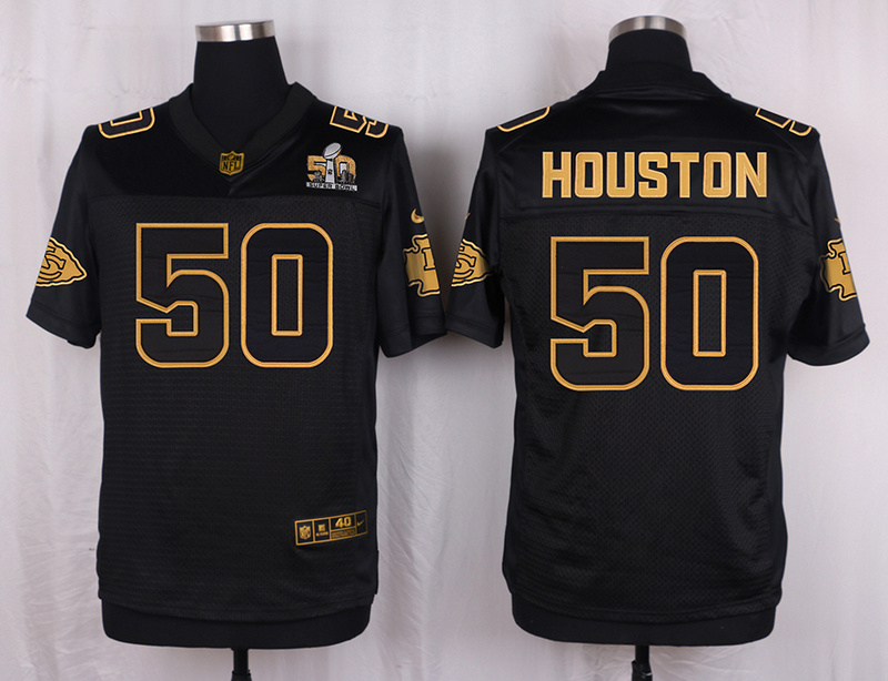 Mens Kansas City Chiefs Chiefs #50 Houston Pro Line Black Gold Collection Jersey