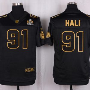 Mens Kansas City Chiefs #91 Hali Pro Line Black Gold Collection Jersey