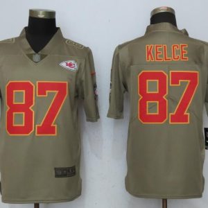 Mens Kansas City Chiefs Chiefs #87 Kelce Olive Salute to Service Limited Jersey