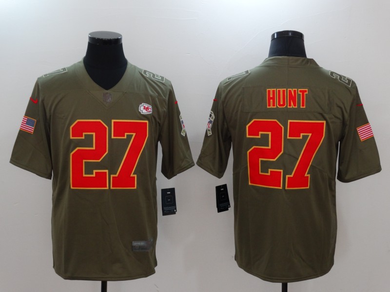 Mens Kansas City Chiefs Chiefs #27 Hunt Olive Salute to Service Limited Jersey