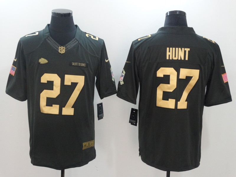 Mens Kansas City Chiefs Chiefs #27 Hunt Olive Salute to Service Limited Jersey