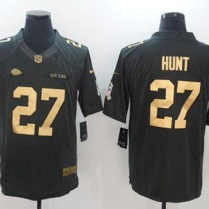 Mens Kansas City Chiefs #27 Hunt Olive Salute to Service Limited Jersey