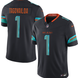 Men's Miami Dolphins #1 Tua Tagovailoa Black 2025 F.U.S.E. ??Rivalries?? Vapor Limited Jersey