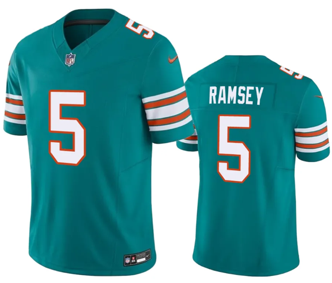 Men's Miami Dolphins #5 Jalen Ramsey Aqua 2023 F.U.S.E Color Rush Limited Jersey