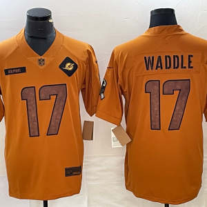 Men's Miami Dolphins #17 Waddle 2023 Brown Salute To Service Limited Jersey