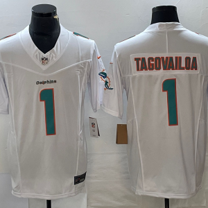 Men's Miami Dolphins #1 Tua Tagovailoa White 2023 F.U.S.E. Vapor Untouchable Limited Jersey