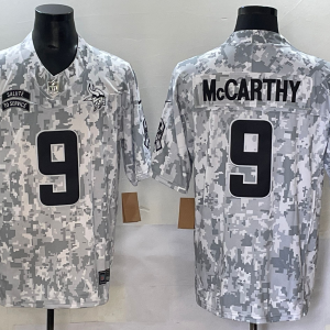 Men's Minnesota Vikings #9 J.J. McCarthy Arctic Camo 2024 F.U.S.E. Salute to Service Jersey