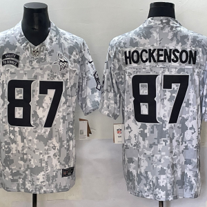 Men's Minnesota Vikings #87 Hockenson Arctic Camo 2024 F.U.S.E. Salute to Service Jersey