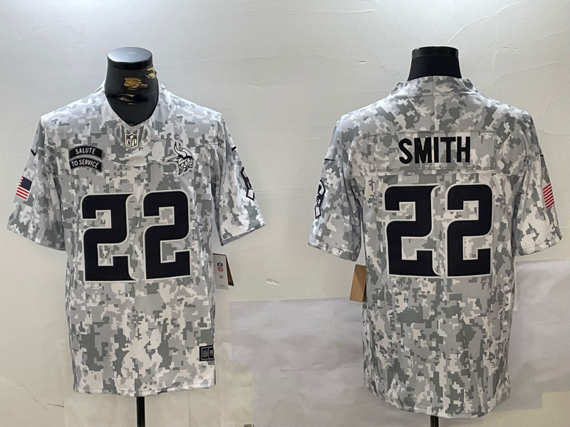Men's Minnesota Vikings #22 Smith Arctic Camo 2024 F.U.S.E. Salute to Service Jersey