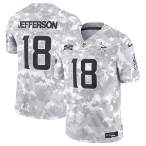 Men's Minnesota Vikings #18 Justin Jefferson Arctic Camo 2024 F.U.S.E. Salute to Service Jersey
