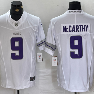 Men's Minnesota Vikings #9 J.J. McCarthy White F.U.S.E. Winter Warrior Limited Jersey