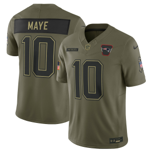 Men's New England Patriots Patriots #10 Drake Maye Olive 2025 F.U.S.E. Salute to Service Limited Jersey