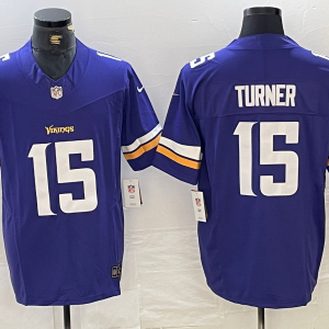 Men's Minnesota Vikings #15 Dallas Turner Purple 2024 Draft F.U.S.E. Vapor Untouchable Jersey