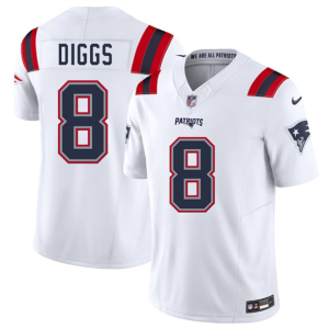 Men's New England Patriots Patriots #8 Stefon Diggs White 2025 F.U.S.E. Vapor Limited Jersey