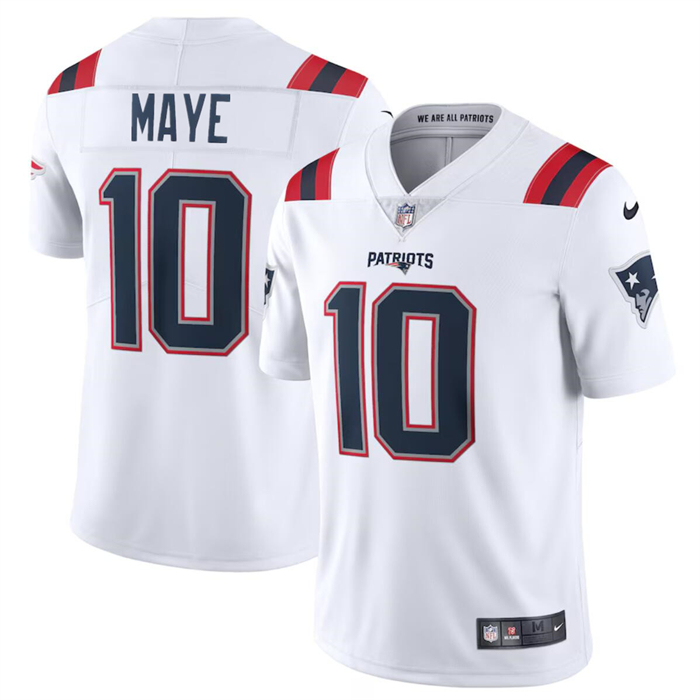 Men's New England Patriots Patriots #10 Drake Maye White 2024 Draft Vapor Limited Jersey