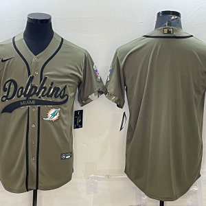 Men's Miami Dolphins Blank 2022 Olive Salute To Service Baseball Nike Jersey