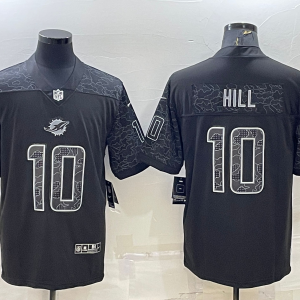 Men??s Miami Dolphins #10 Tyreek Hill Black Reflective Limited Jersey