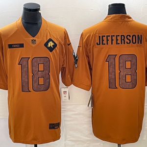 Men's Minnesota Vikings #18 Justin Jefferson 2023 Brown Salute To Service Limited Jersey