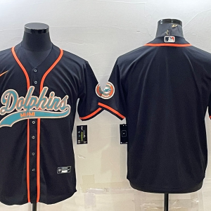 Men's Miami Dolphins Blank Black Baseball Nike Jersey
