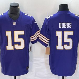 Men's Minnesota Vikings #15 Josh Dobbs Purple Vapor 2023 F.U.S.E. Vapor Untouchable Limited Jersey