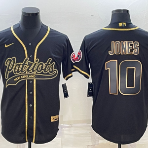 Men's New England Patriots Patriots #10 Mac Jones Black Gold With Patch Cool Base Stitched Jersey