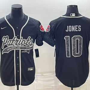 Men's New England Patriots Patriots #10 Mac Jones Black Reflective With Patch Cool Base Stitched