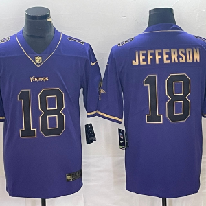 Men's Minnesota Vikings #18 Justin Jefferson Purple Gold Football Stitched Jersey