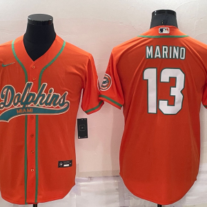 Men's Miami Dolphins #13 Dan Marino Orange Baseball Nike Jersey